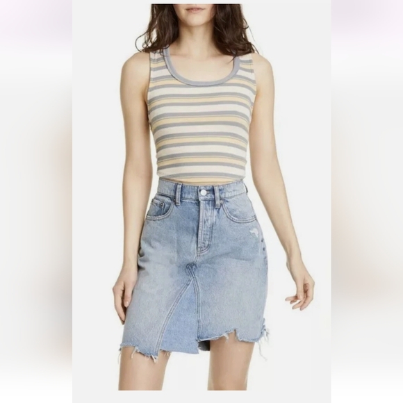 We The Free Going Rogue Denim Tidal Wave Mini Skirt - Picture 2 of 10